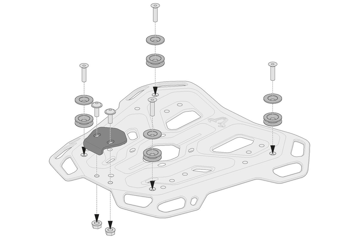 Kit adaptador SW-Motech para portaequipajes ADVENTURE-RACK para baúles TRAX ADV /ION /EVO