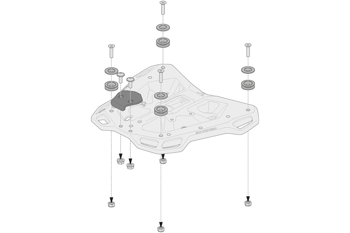 Kit adaptador SW-Motech para portaequipajes ADVENTURE-RACK para baúles TRAX ADV /ION /EVO