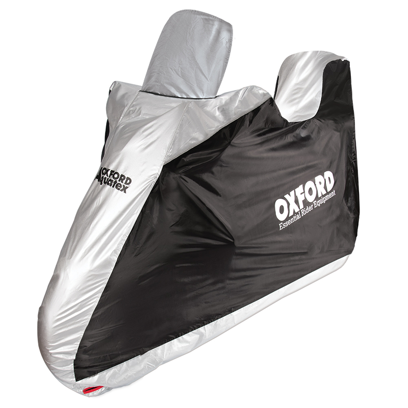 Funda Oxford para Interior / Exterior Aquatex Negro/Plateado - Scooter - con Topcase y Parabrisas -