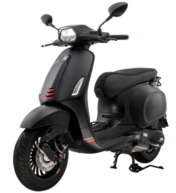 Conector mono ranura tubo pata escudo negro mate para Vespa Primavera/Sprint 50-150ccm