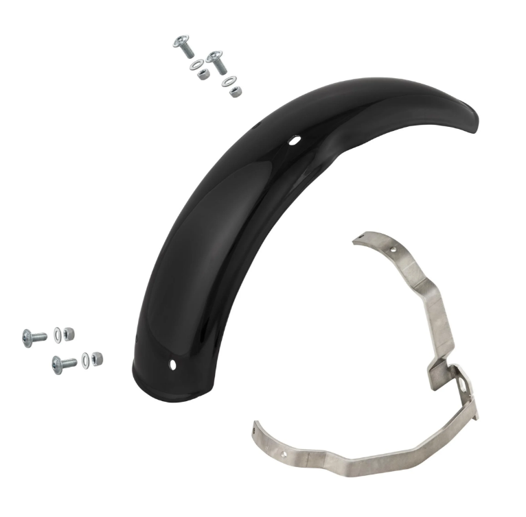 Guardabarros 2.0 Garelli EVO II para Vespa PX 80-200ccm, GRP negro, soporte acero inoxidable cepillado