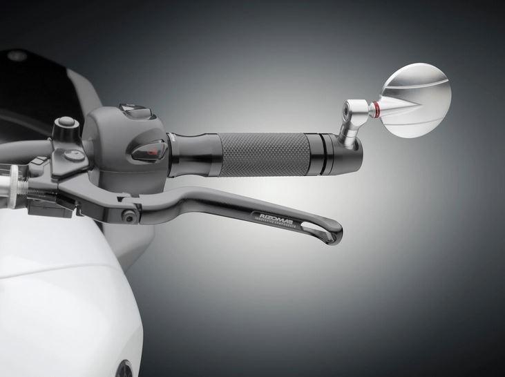 Espejo de extremo de manillar RIZOMA "SPY-R" Ø 94,5 mm izquierda o derecha para Vespa, anodizado negro/plata