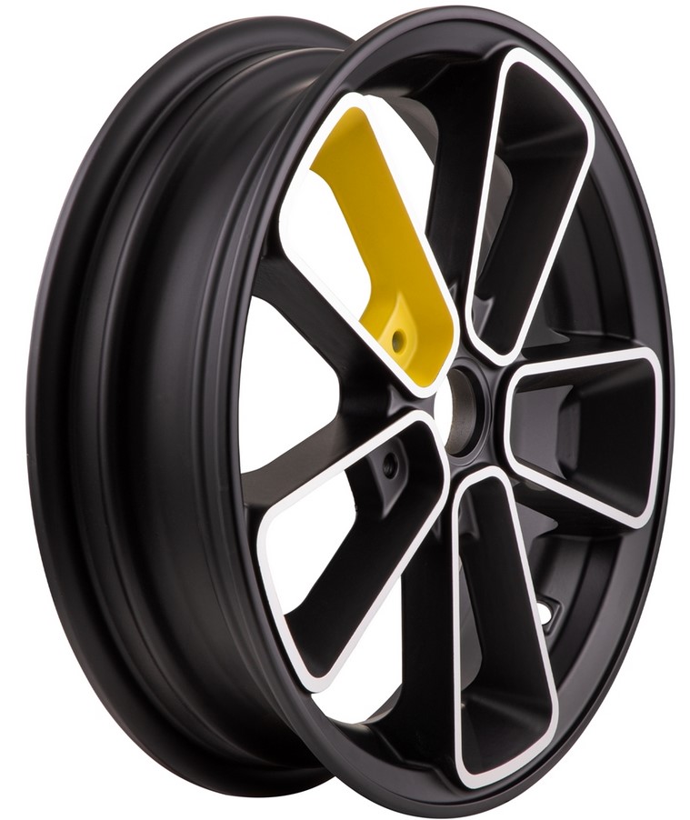 Llanta delantera/trasera 12" para Vespa GTS/GTS Super/GTV/GT 60/GT/GT L 125-300cc, negro/amarillo