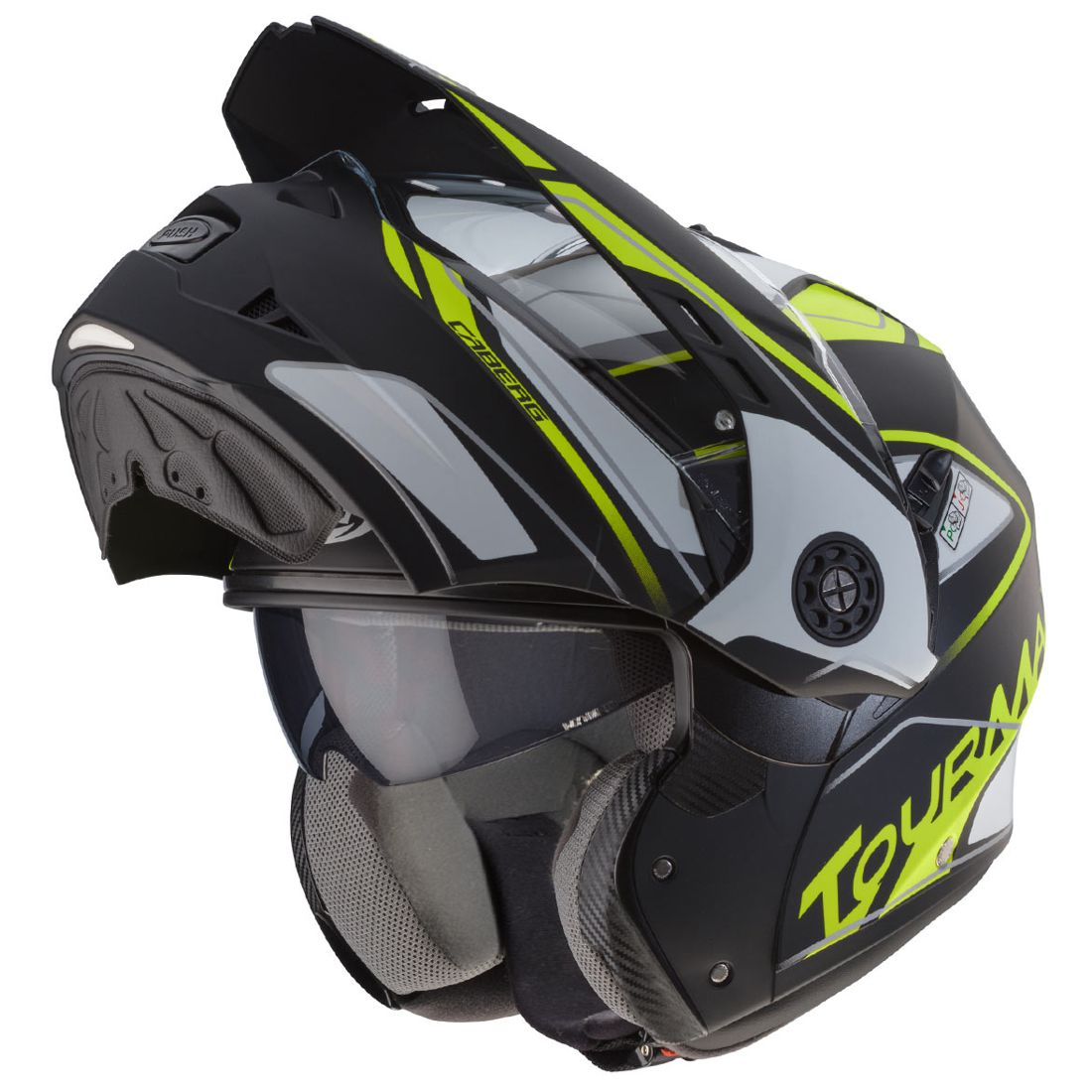 Casco Caberg Tourmax Marathon, negro mate/blanco-amarillo