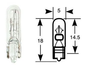 Bombilla anular, lámpara incandescente, caja simple, 12 V, 1,2 W, W2x4,6d