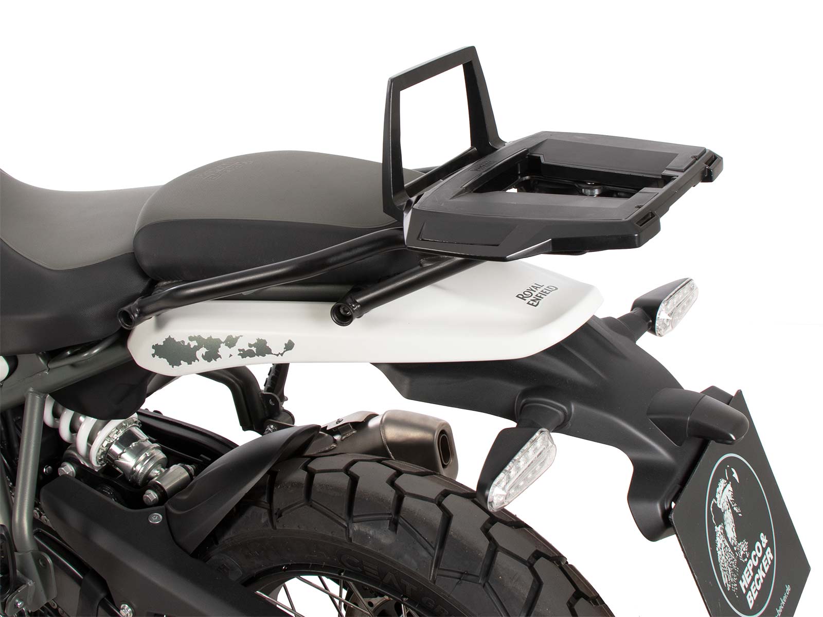 Portaequipajes Alurack top case negro sobre portaequipajes original para Royal Enfield Himalayan 450 (24-)