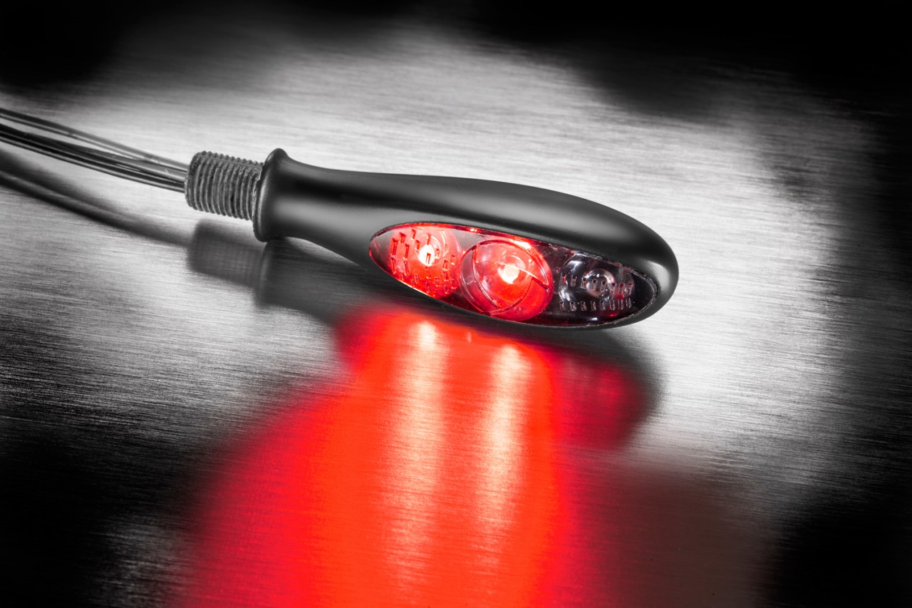 Indicador Kellermann, luz trasera y de freno, Micro S DF Dark, aluminio, LED, HL/HR, 12 V, negro mate