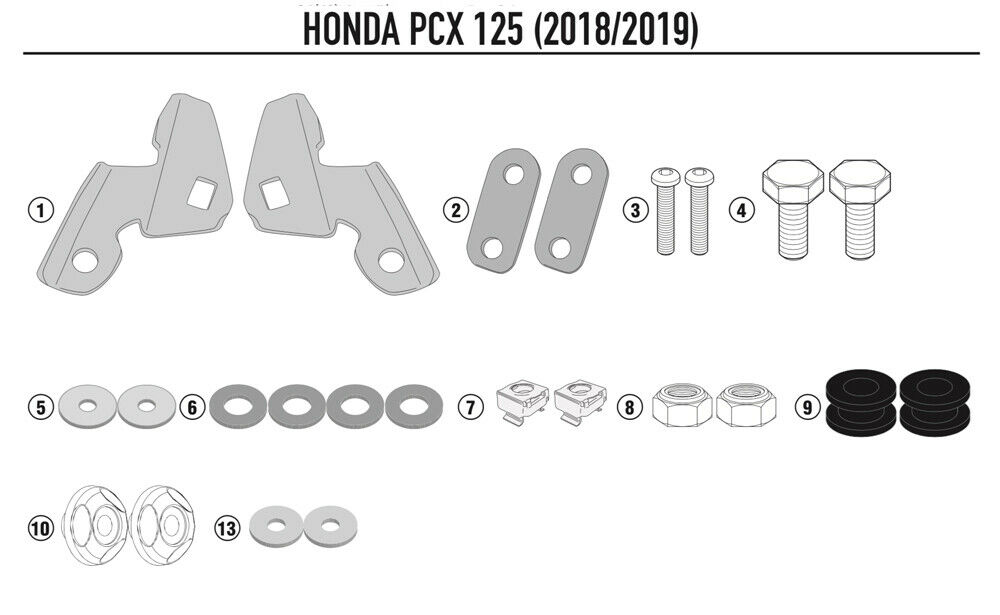 Kit de montaje para parabrisas 1163DTG para Honda PCX 125 (Bj.18-) Givi