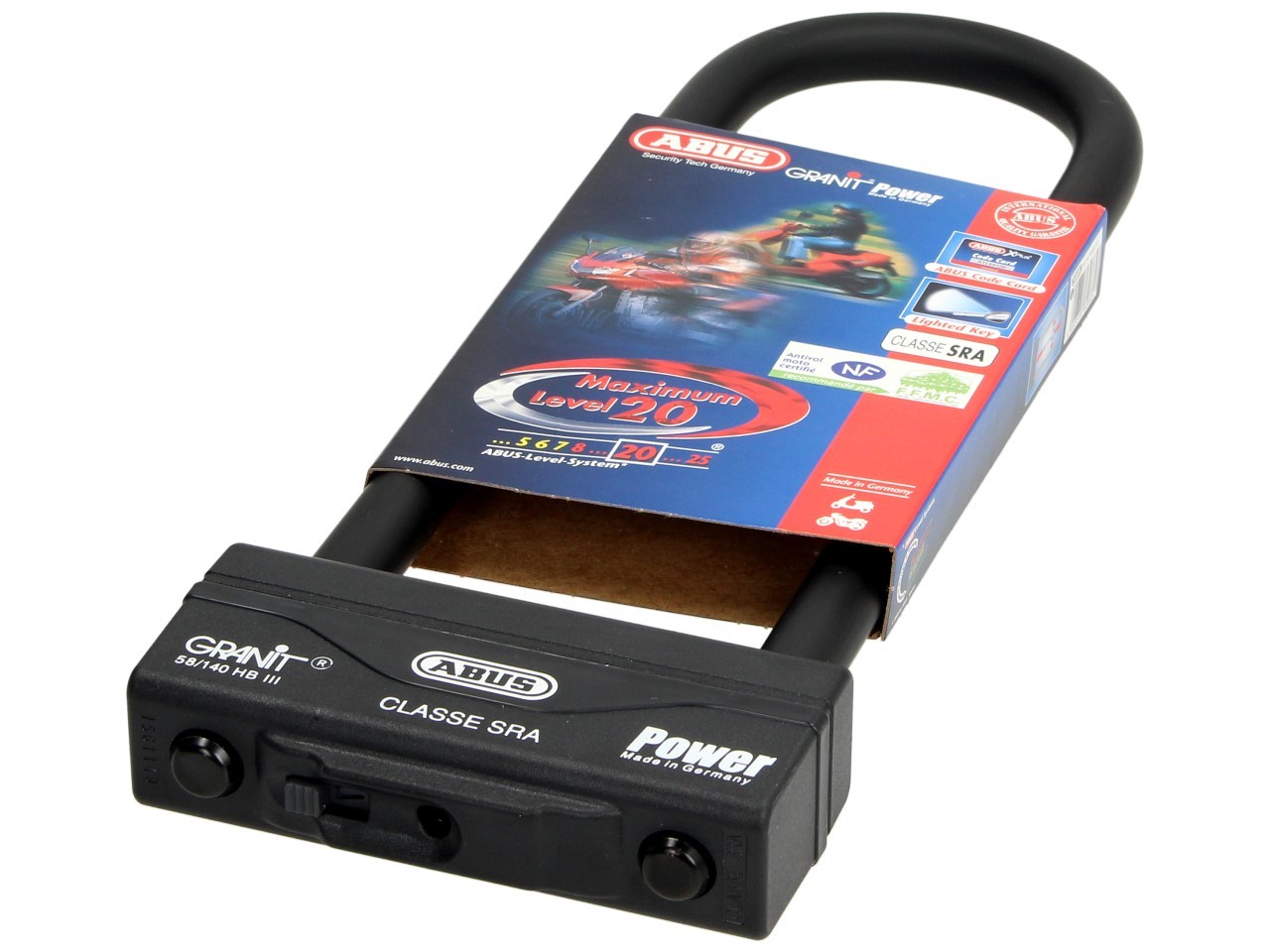 ABUS U-lock 260x83 Granit Power 58 para moto, scooter y Vespa
