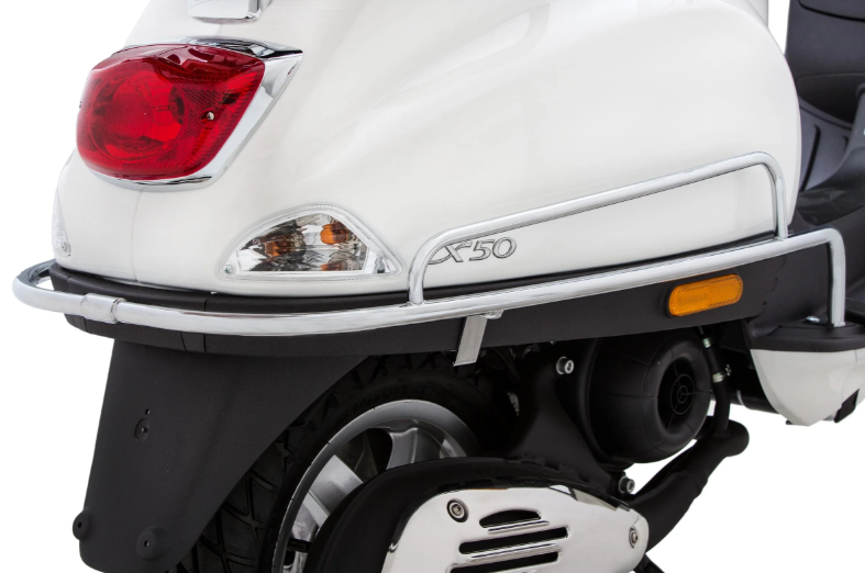 Cubrebarras lateral para Vespa LX/LXV/S 50-150cc, cromo