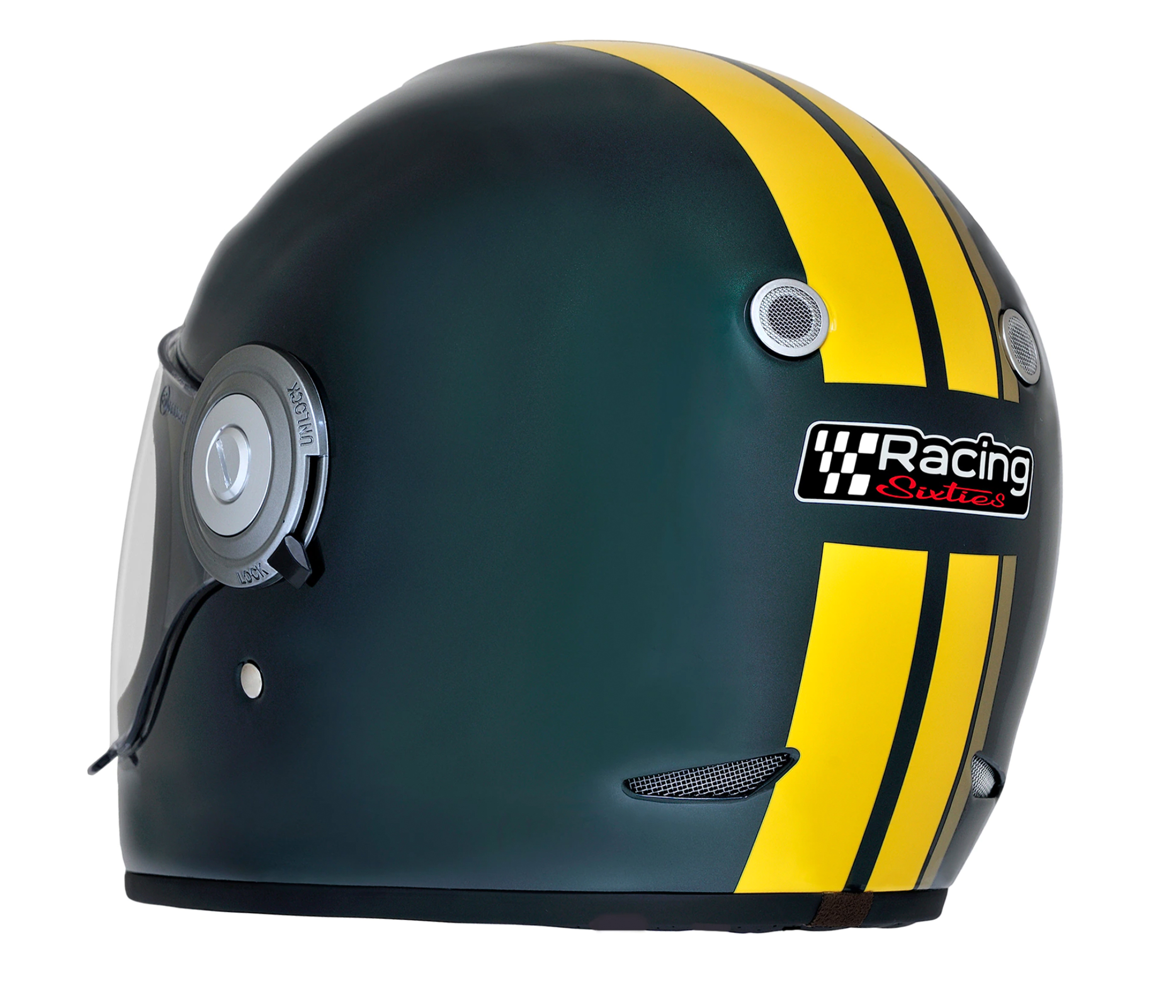 Casco integral Vespa Racing años 60 verde / amarillo