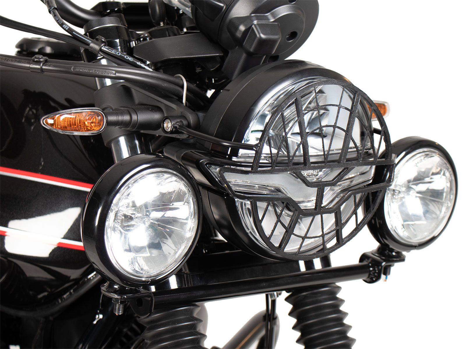Protector de faros negro para Moto Guzzi V7 850 Special/Stone/Centenario (21-24) Hepco & Becker