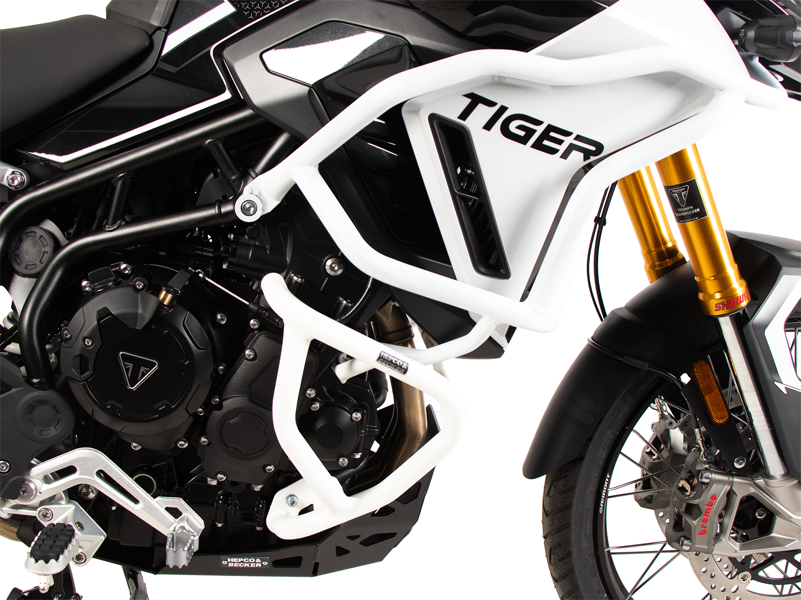 Barra protectora de depósito "Solid" blanca para Triumph Tiger 900 GT / Pro (24-) Hepco & Becker