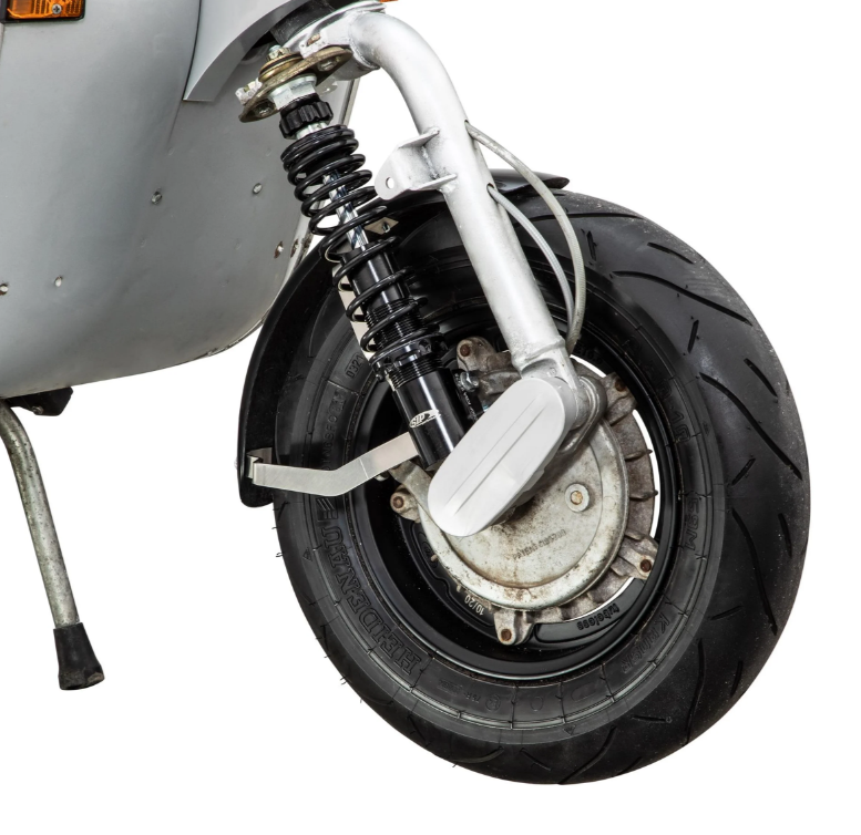 Guardabarros 2.0 Garelli Race EVO II para Vespa PX 80-200ccm, GRP negro, soporte acero inoxidable cepillado