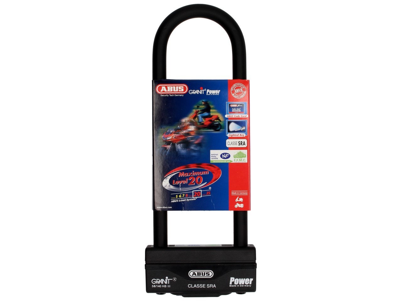 ABUS U-lock 260x83 Granit Power 58 para moto, scooter y Vespa