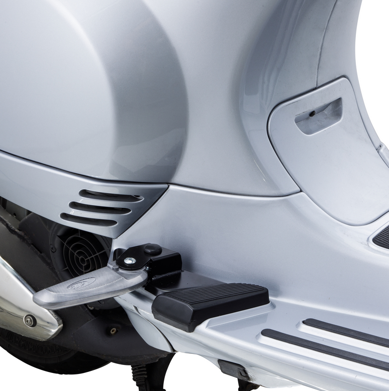 Estriberas derecha e izquierda para Vespa LX /LXV /S 50-150cc, negro/plata
