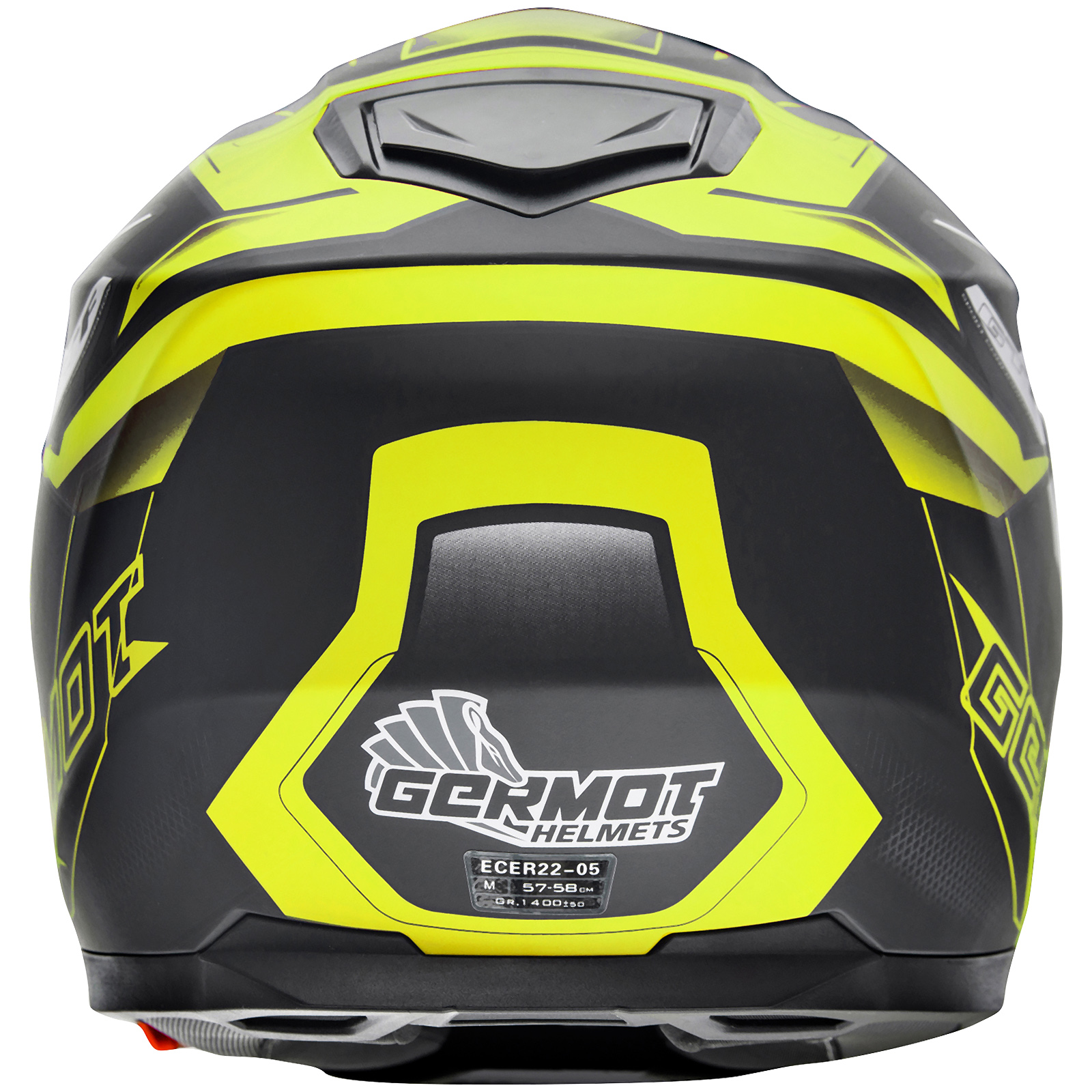 Casco integral Germot GM 330, negro mate/amarillo fluo