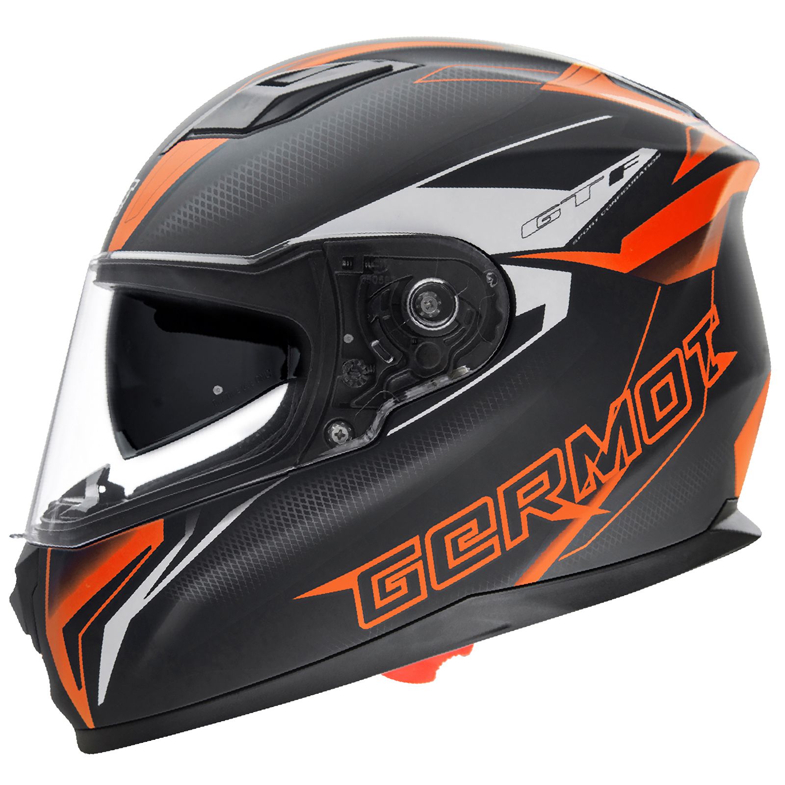 Casco integral Germot GM 330, negro/naranja mate