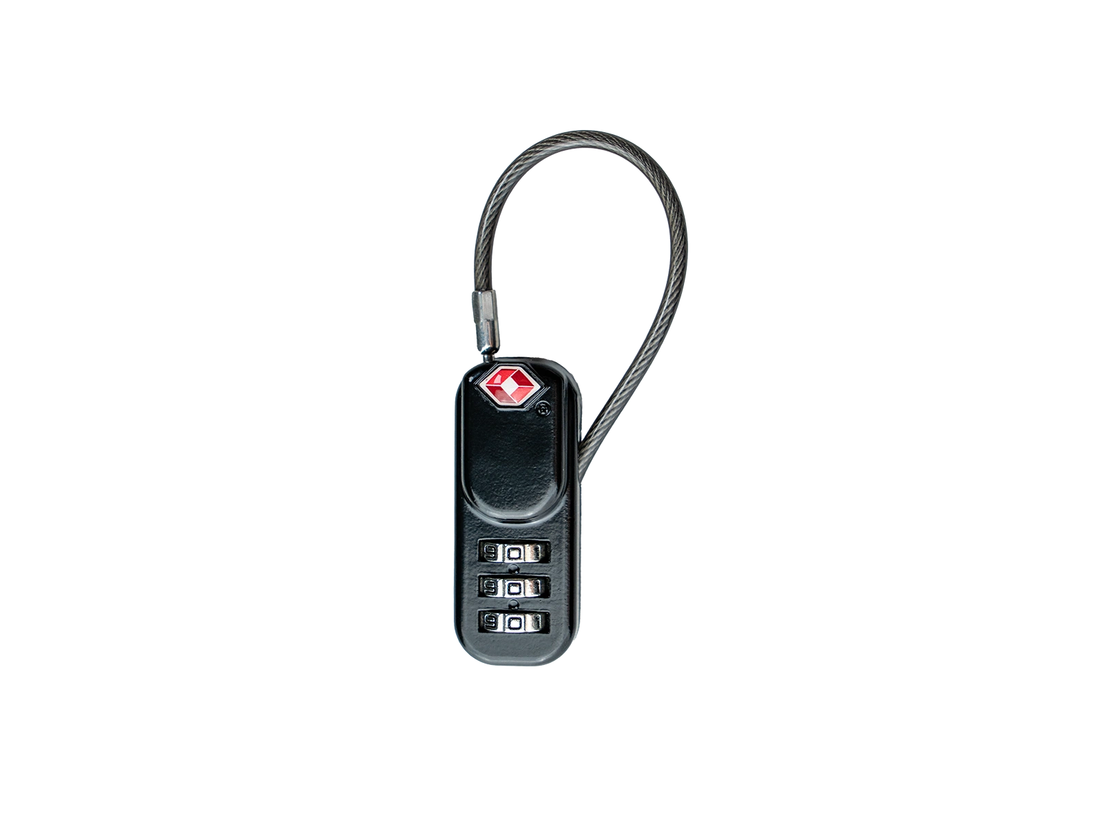 Cerradura de combinación con cable metálico fino y función TSA de Hepco & Becker