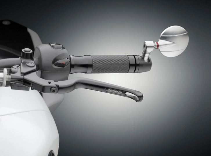 Espejo de extremo de manillar RIZOMA "SPY-R" Ø 57 mm izquierda o derecha para Vespa, anodizado negro/plata