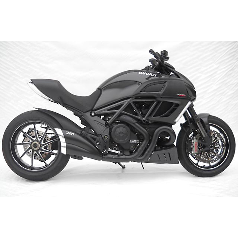 Silenciador trasero ZARD Ducati Diavel, acero inoxidable negro, tapa de extremo plateada, slip on, cat, E-approved