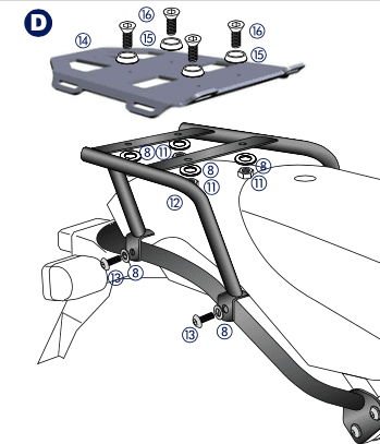 Portaequipajes trasero blando Minirack negro para BMW HP2 /Enduro/Megamoto (05-08) Hepco & Becker