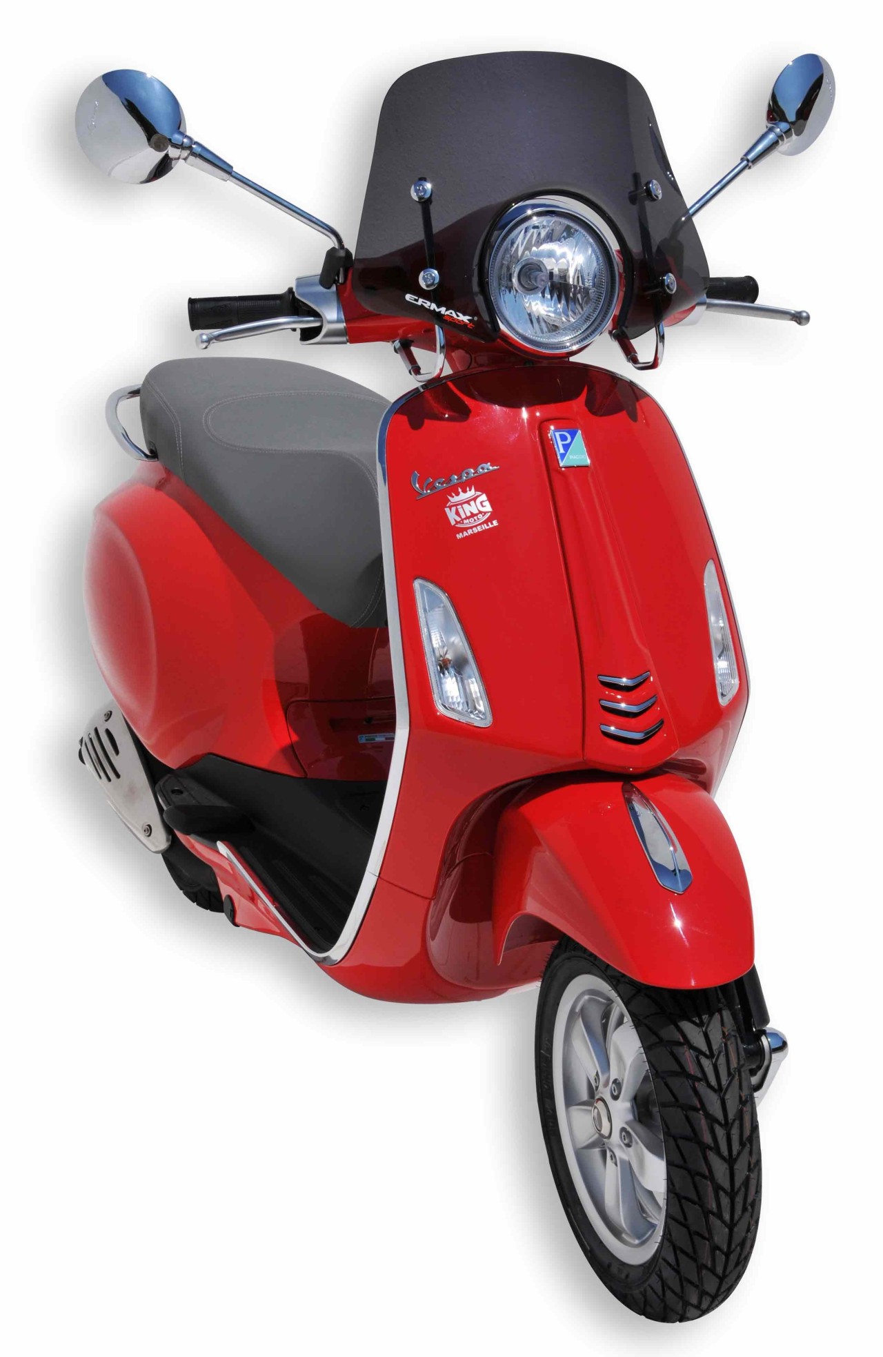 Parabrisas ERMAX Piccolo H 300 mm para Vespa Primavera 50-150cc 2T/4T, tintado/negro claro