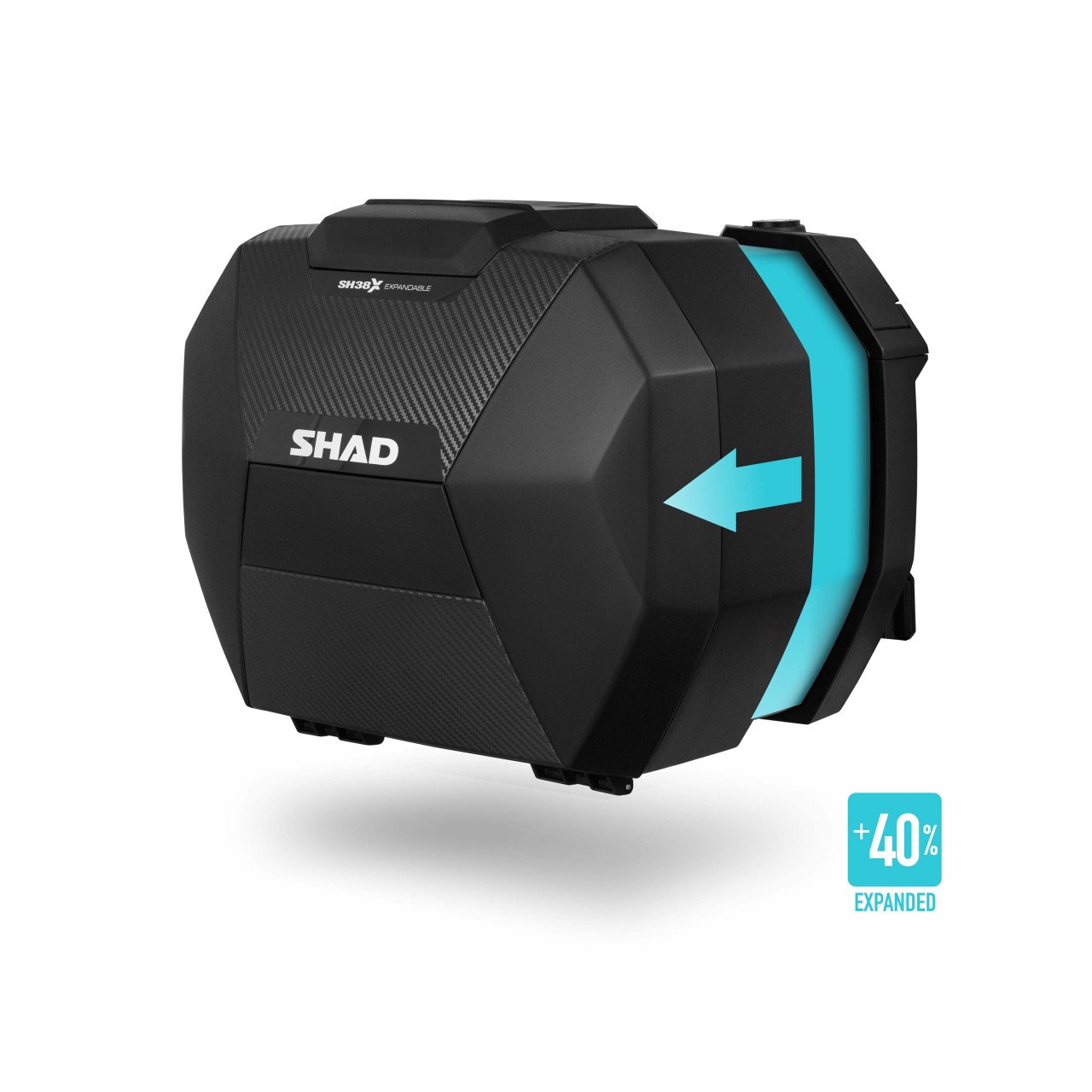 Juego de maletas laterales Shad SH38X ampliables, acabado de carbono / negro, 38 l