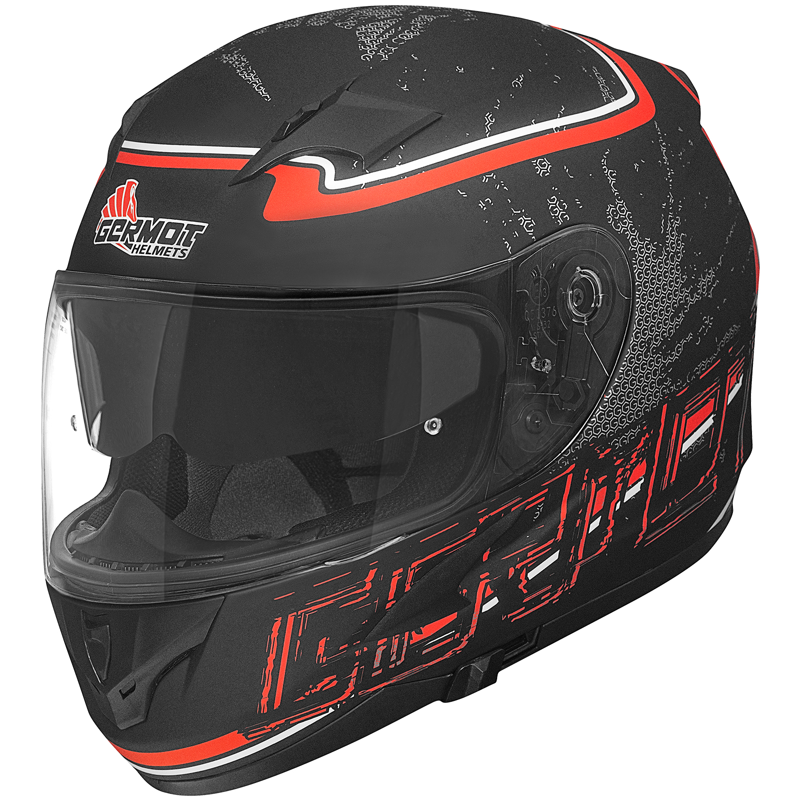 Casco integral Germot GM 306, negro mate/rojo