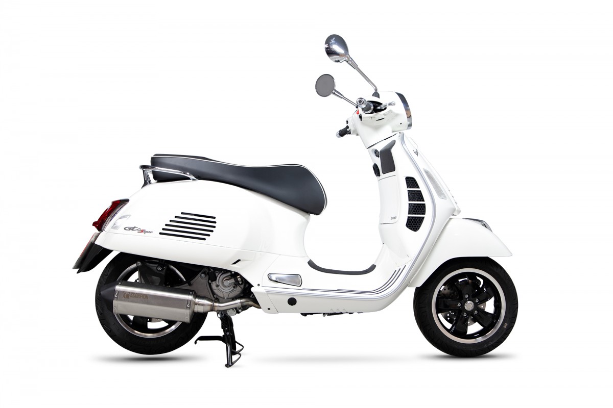 Escape deportivo Scorpion "Red Power" plata para Vespa GTS/GTS Super/GTV 300cc HPE (`20-) Euro 5