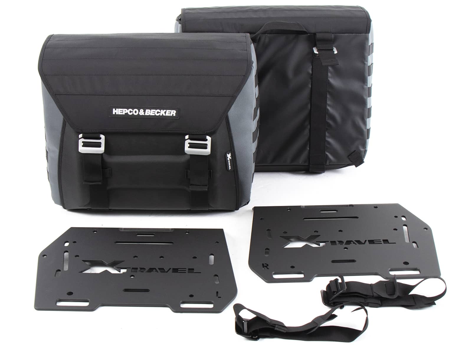 Juego de maletas laterales Xtravel Basic incl. 2 placas adaptadoras universales para portamaletas laterales tubulares