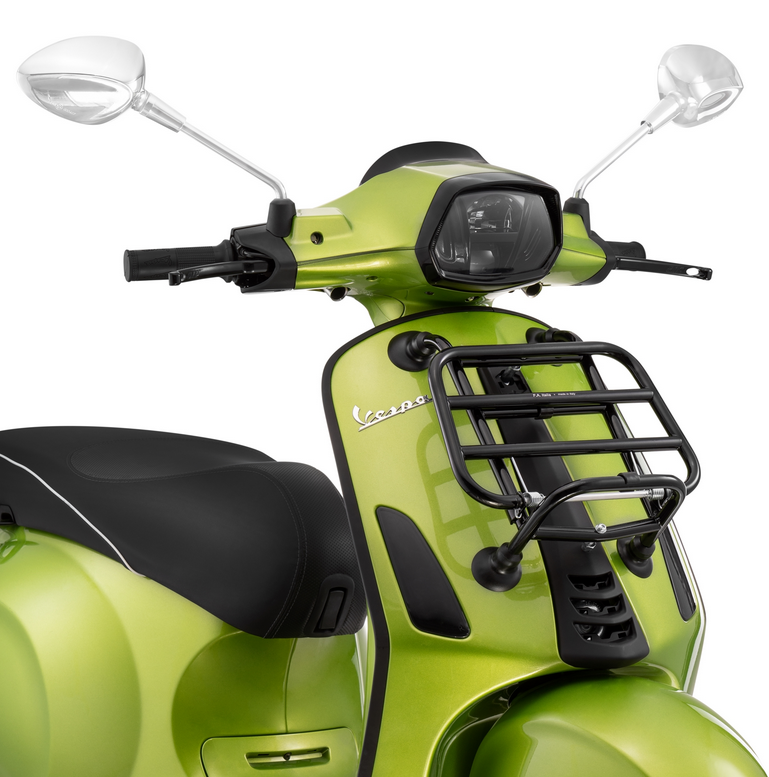 Portaequipajes delantero para Vespa Primavera /Sprint /Elettrica 50-150ccm, plegable, negro brillante
