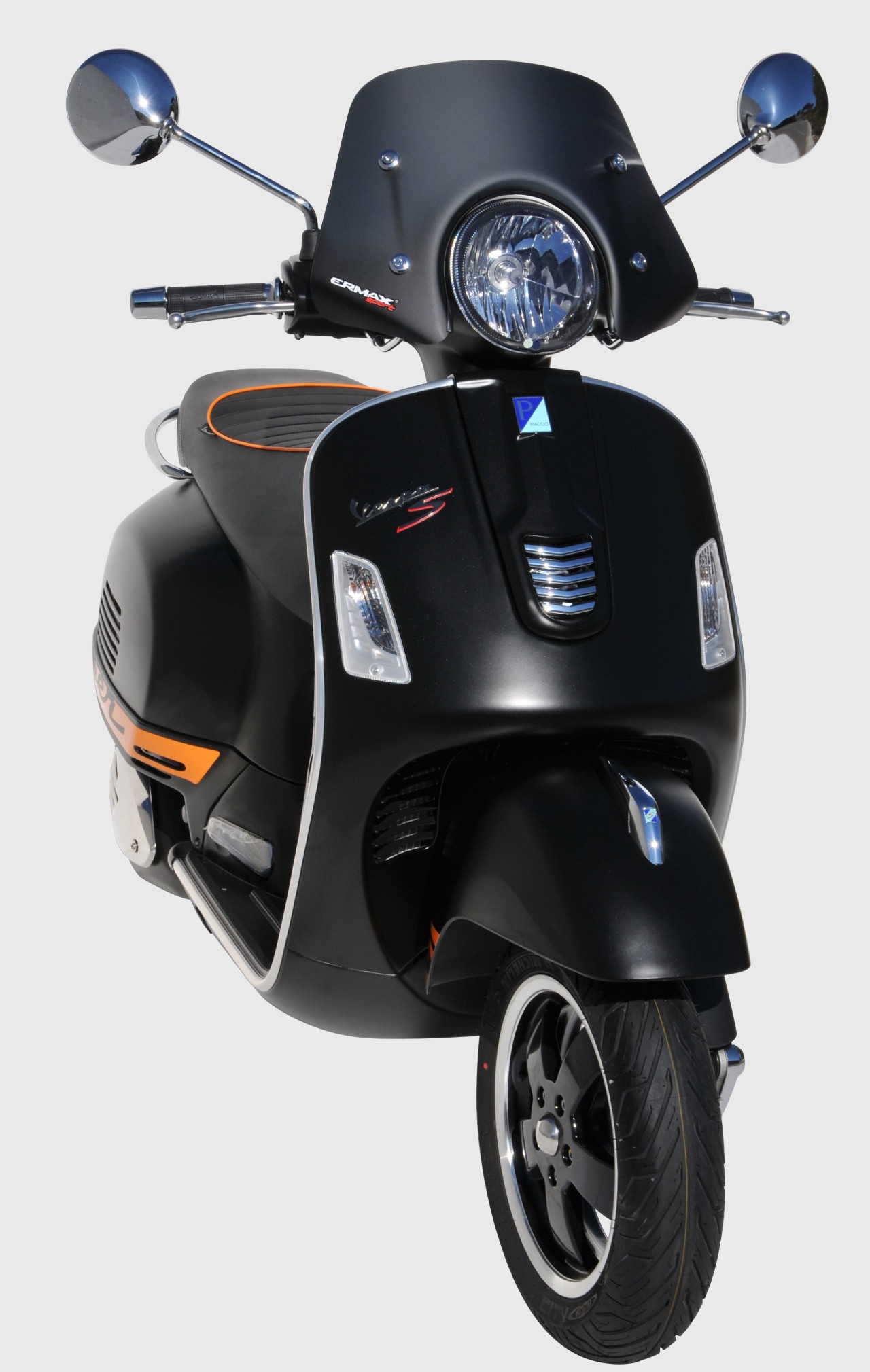 Parabrisas ERMAX Piccolo H 300 mm para Vespa GTS/GTS Super/GT L (-22), negro mate