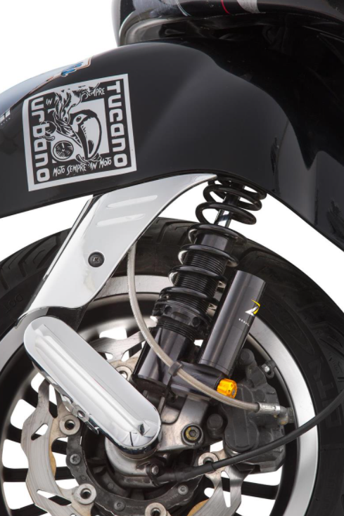 Amortiguador "Black Edition", delantero para Vespa Primavera/Sprint 50 -150cc 2T/4T AC, negro