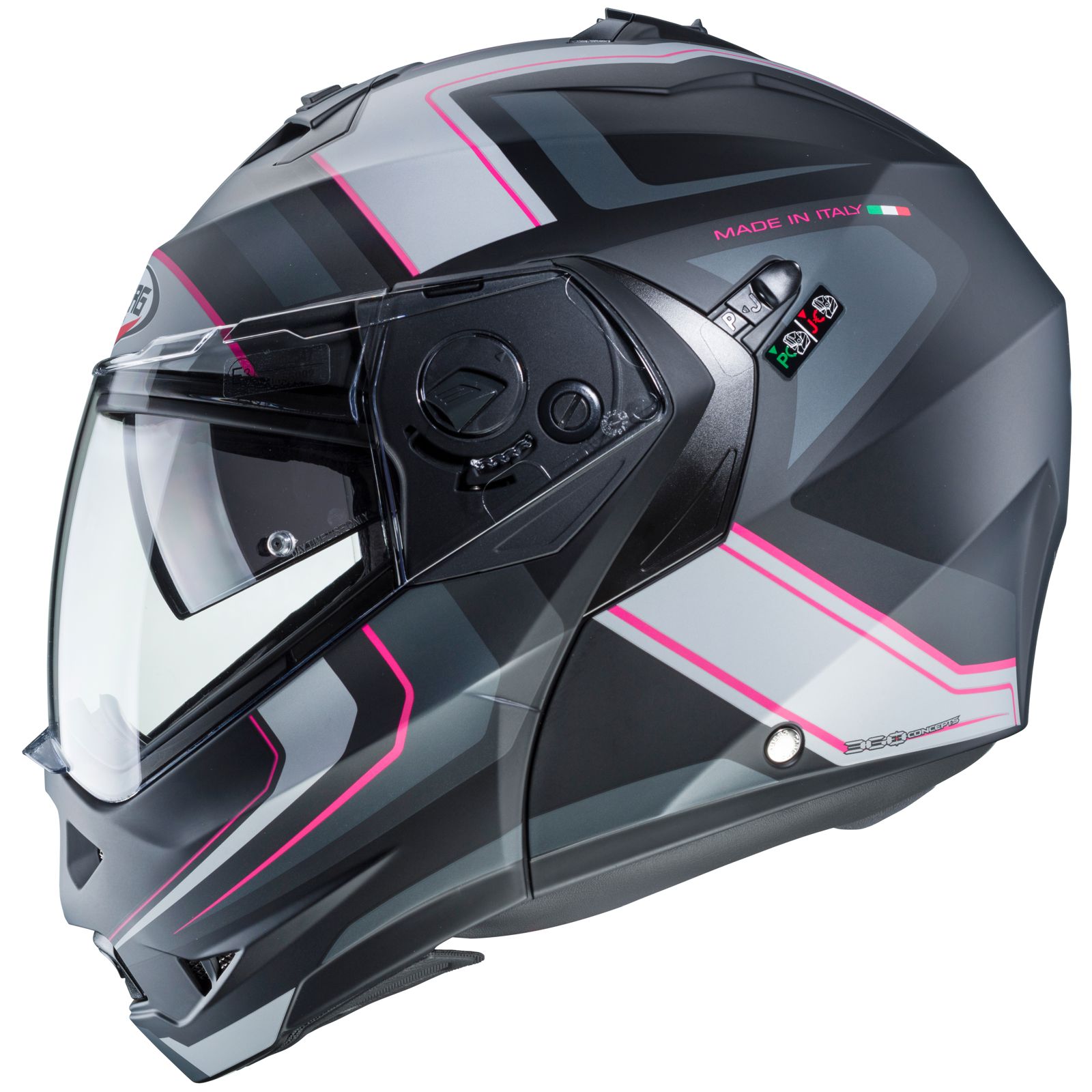 Casco Caberg Duke II Tour, negro mate/antracita fucsia