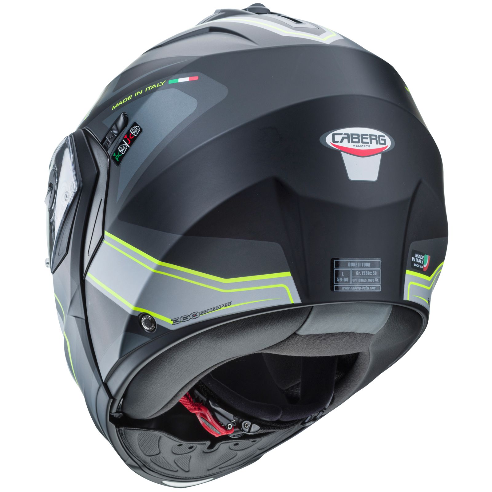 Casco Caberg Duke II Tour, negro mate/amarillo fluo antracita