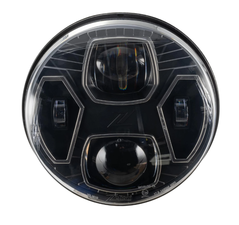 Faro delantero ZELIONI Black Edition LED para Vespa GTS/GTS Super HPE 125-300 (19-22), negro/cromo