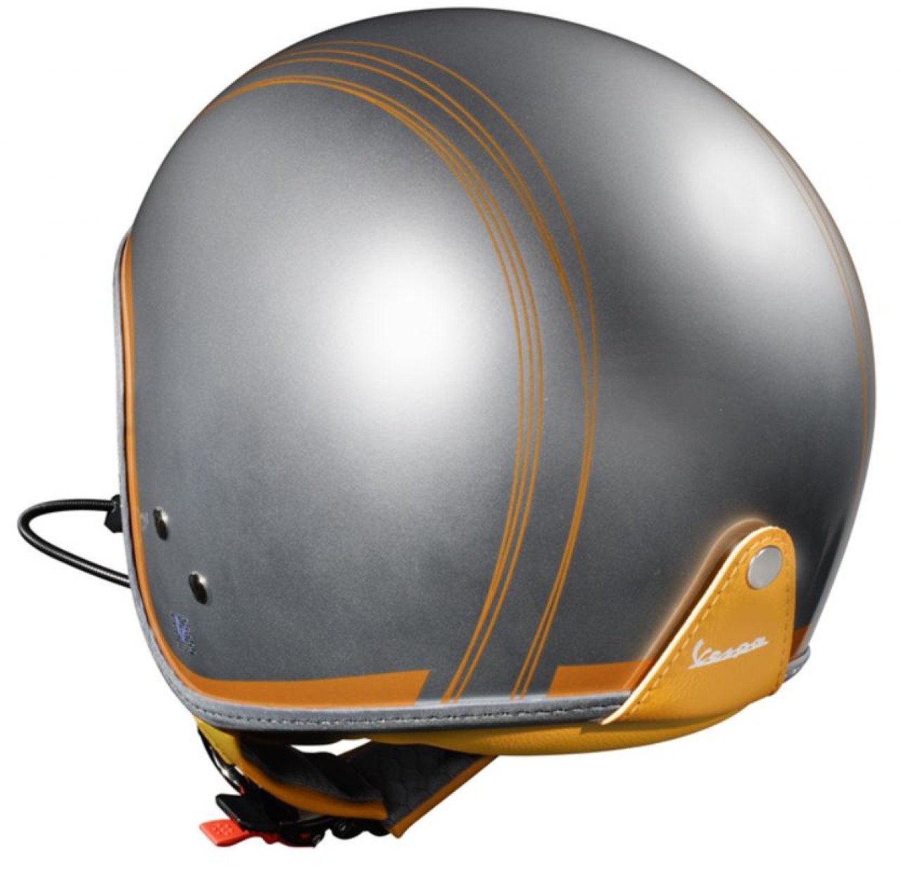Casco Vespa jet Elettrica Tech blu (Bluetooth) plata naranja