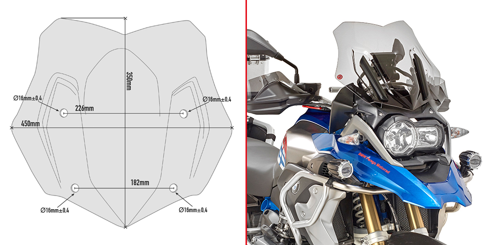 Parabrisas tintado para BMW R 1200 GS (Mi. 16-18) / R 1200 GS Adventure (Mi. 16-18) / R 1250 GS (19 -)