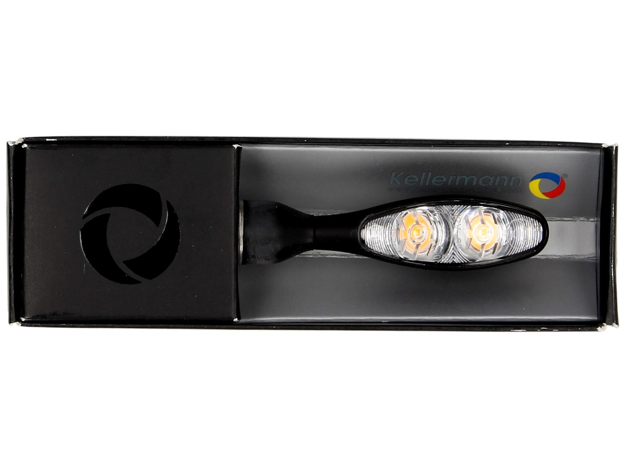 Indicador Kellermann, Micro 1000 Extreme, acero, LED, V/H, L/R, 12 V, negro satinado, M8x20