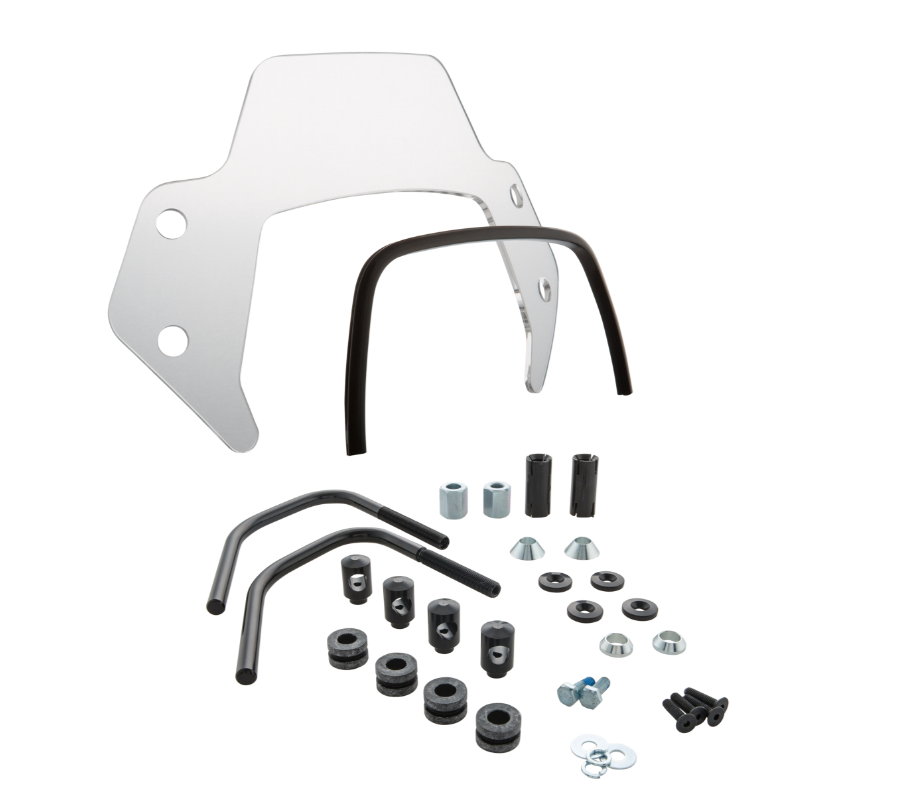 Flyscreen para Vespa Sprint 50-150cc 2T/4T, soportes negros, transparente