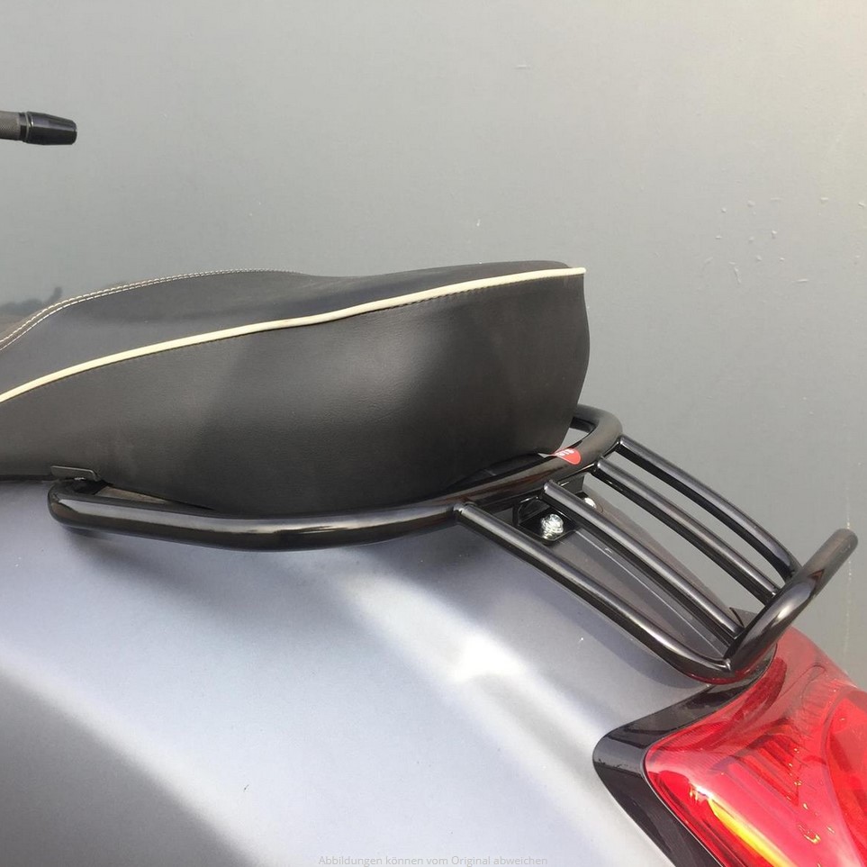 Portaequipajes / barra de agarre trasera 70s para Vespa GTS/GTV/GT 125-300ccm 4T LC, negro brillante