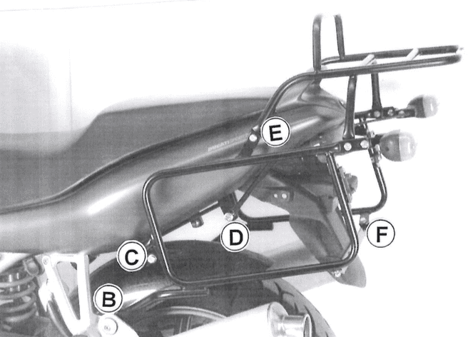 Portaequipajes tubular superior y portaequipajes lateral negro para Ducati 944 ST 2/3/4 (97-03)