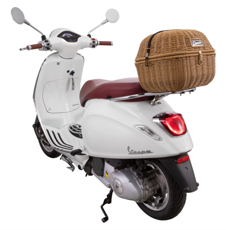 Kit de cesta portaequipajes "Classic" con portaequipajes para Vespa LX/LXV/S 50-150cc, marrón