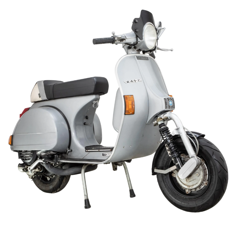 Guardabarros 2.0 Garelli EVO II para Vespa PX 80-200ccm, GRP negro, soporte acero inoxidable cepillado