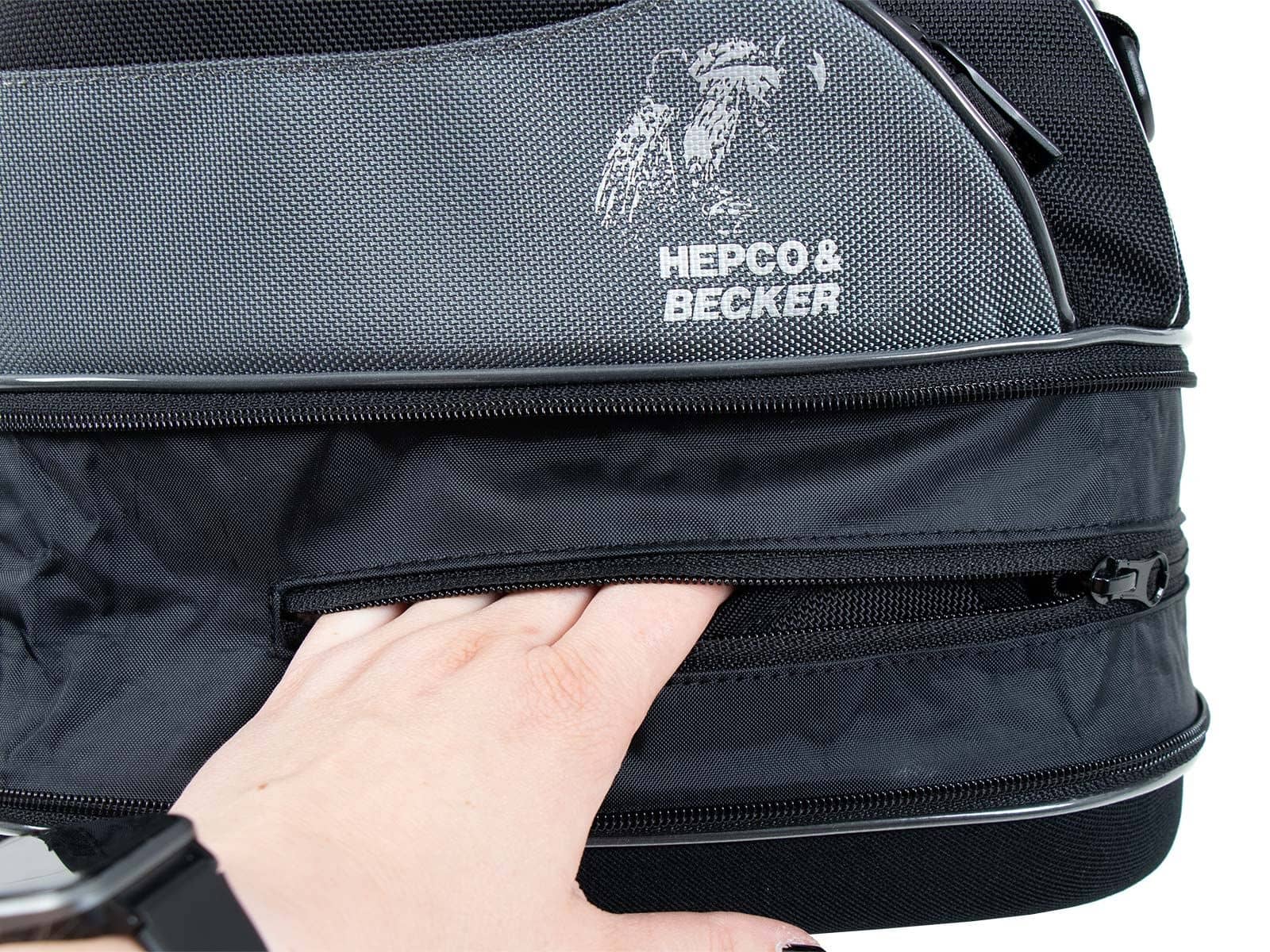 Bolsa trasera Street negra, fijación universal al cinturón, Hepco & Becker