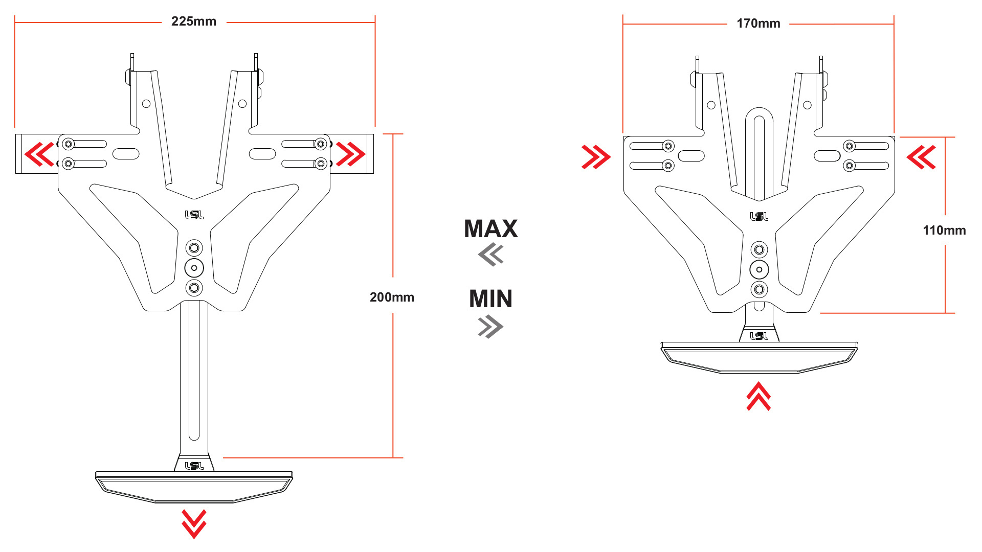 Soporte de matrícula corto con luz de matrícula para Kawasaki Z 1000 (14-18)