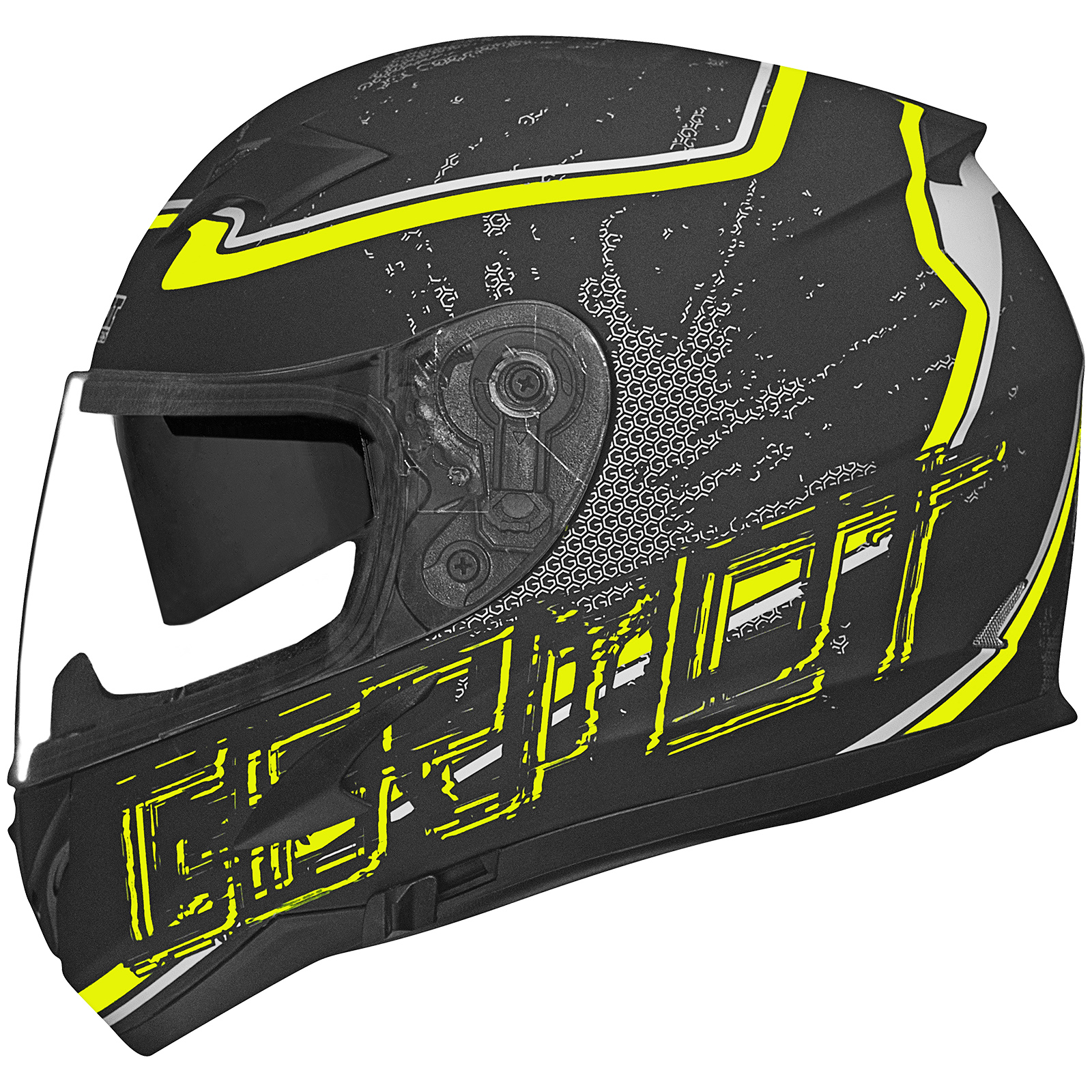 Casco integral Germot GM 306, negro mate/amarillo fluo