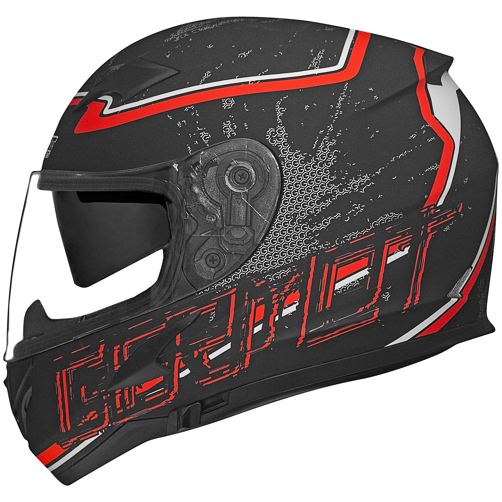 Casco integral Germot GM 306, negro mate/rojo