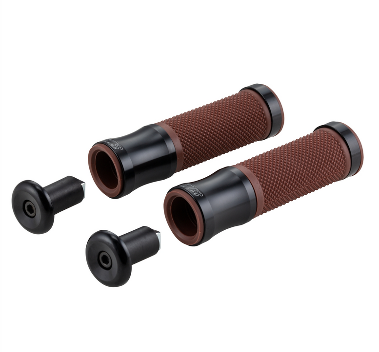 Puños Ø 24/24 mm, L 125 mm para Vespa PX 125-200cc, negro brillante/marrón
